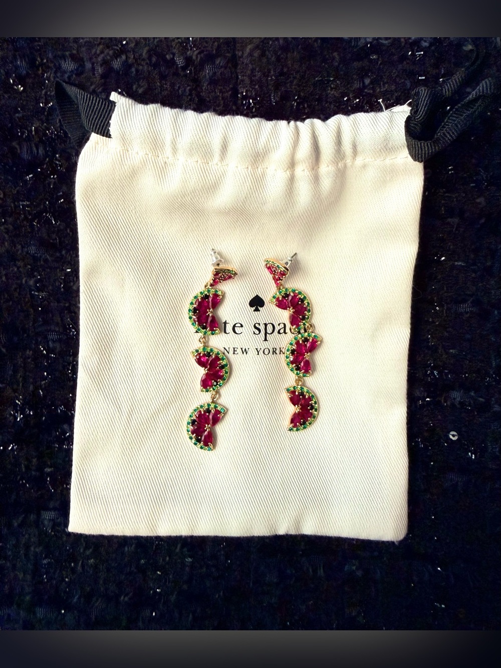 Kate Spade Pave Watermelon Linear Drop Earrings